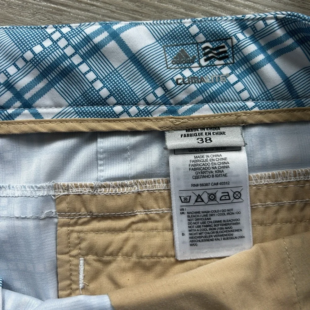 Adidas Golf Shorts‎ Men's Size 38 Stretch Poly Blue Plaid 10
